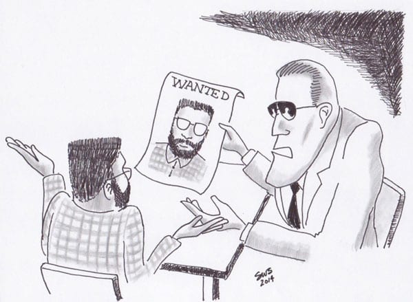 Drawing by SWS - FBI Interview - Plaid Shirt Bandit 1974