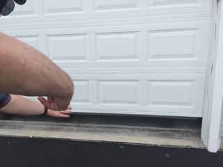 Joe does a crowd pleasing 180 degree turn to face the descending garage door, all the while keeping an eye peeled for the mail truck.