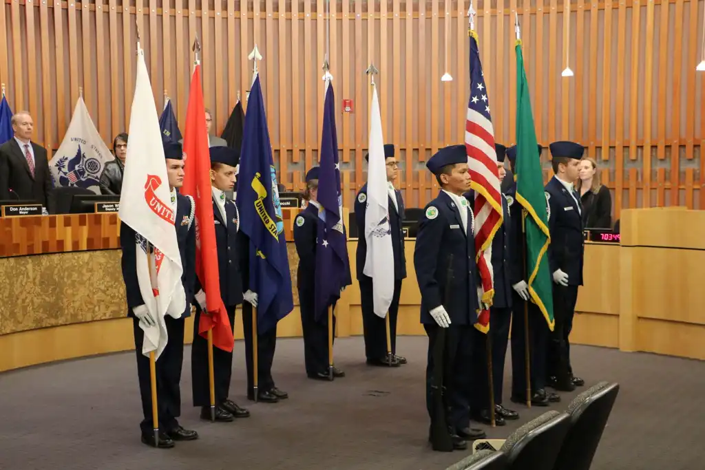 City of Lakewood Color Guard in City Hall.